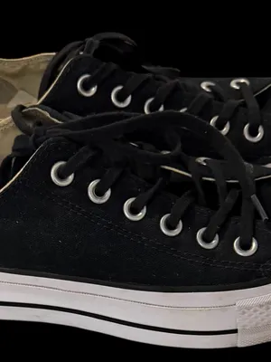 Converse Black and White Low-Top Canvas Sneakers thumbnail 8