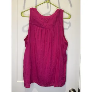 Loft Women’s Pink Y2K Pintucked Button Split Neck shell Large Blouse Sleeveless thumbnail 5