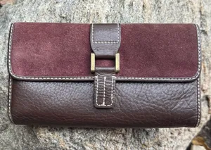 Eddie Bauer Brown Leather Wallet with Suede Flap thumbnail 1