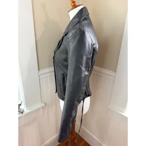 Bullskins Vintage Leather Motorcycle Jacket Side Lace Biker Black Womens M 14 thumbnail 4