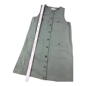Entro Sage‎ Green Utility Shift Dress Gold Buttons Pockets Small NWT thumbnail 5