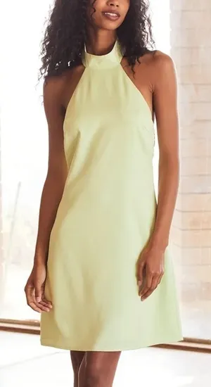 NWT Lulus Soiree Season Satin Halter Mini Dress In Light‎ Green Size Extra Large thumbnail 1