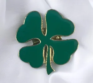 Vintage green enamel 4 leaf clover tac pin thumbnail 1