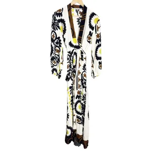 Zara White Floral Print Boho Blogger Favorite Resortwear Wrap Maxi Dress XS thumbnail 5