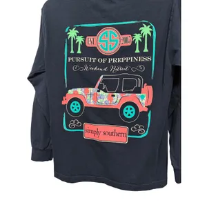 Simply Southern Long Sleeve‎ Graphic T-Shirt Navy Blue Pursuit of Preppiness Sm thumbnail 2