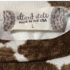 Altar'd‎ State Cow Print Crop Top Brown White Handkerchief Hem Festival Large thumbnail 4