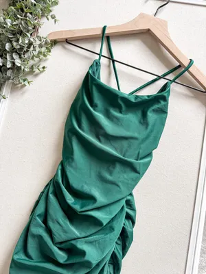 Lulu's Emerald Ruched Lace-Up Bodycon Mini Dress Size Small thumbnail 10