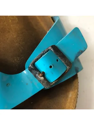 Birkenstock Madrid Slide Sandals Glossy Patent Birko-Flor Turquoise Blue 37 US 6 thumbnail 5