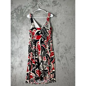 Vintage Y2k Abstract Swirl Midi Dress Retro Mod Y2K Statement Cocktail Medium thumbnail 3