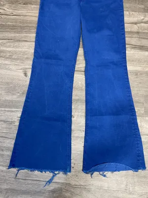ZARA Women’s Blue High Rise Flare Jeans Raw Hem Size 10 EUR 42 thumbnail 5