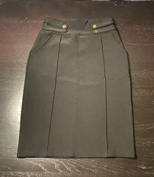 Harper Black Pencil Skirt with Gold Buttons thumbnail 1