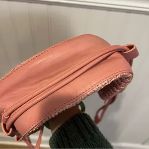 Free People Cabana Woven Drawstring Crossbody Bag in Pink thumbnail 11