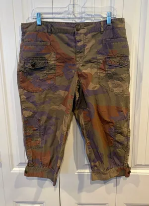 London Jean Chino Green Cargo Camo Crops Size‎ 14 thumbnail 1