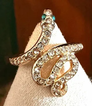 Gold Tone Crystal Snake Ring thumbnail 1