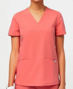 FIGS Women's Casma Three-Pocket Scrub Top In Coral Size XS/P thumbnail 1