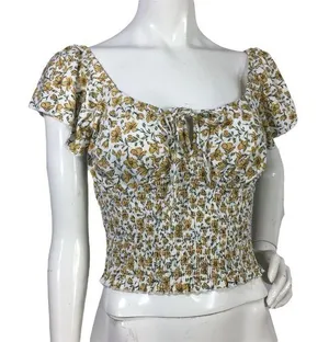 Billabong Smocked Floral Top Size L thumbnail 1