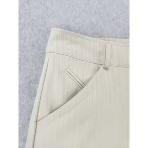 Nike Golf‎ Dri Fit Flat Front Shorts Beige w/ Stripes Women's Size 10 Medium thumbnail 3