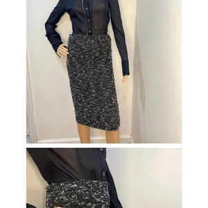 NWT Ann Taylor Marled Knit Pencil Skirt Black White Size 2 Work Office thumbnail 8