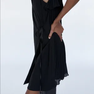 Zara COMBINED PLEATED WRAP BLAZER DRESS BLACK NEW thumbnail 3