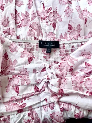 Trixxi XL Pink Floral Cottagecore Babydoll Dress Puff Sleeve thumbnail 4
