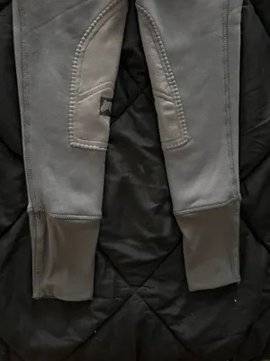 {RIDING SPORT} Knee Patch Gray Fleece-Lined Horseback Riding Breeches Leggings thumbnail 4