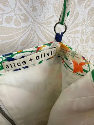 alice + olivia White Nella Bird Pattern Sleeveless Mini Dress - Size - 0 thumbnail 7