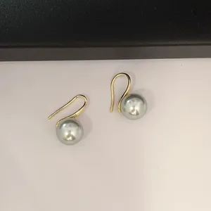 10mm Gray Pearl Dangle Drop Earrings for Women thumbnail 2