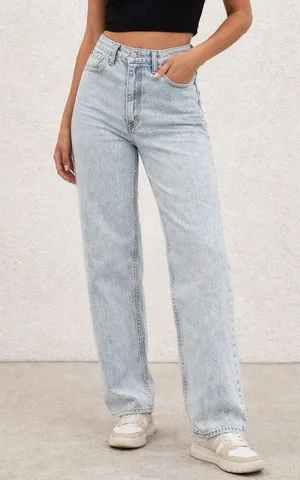 Abercrombie & Fitch Light Blue Straight Leg Jeans thumbnail 1