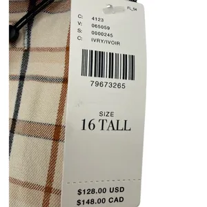 NWT Anthropologie Essential Collection Plaid Trouser Pants Ivory Check Size‎ 16T thumbnail 4