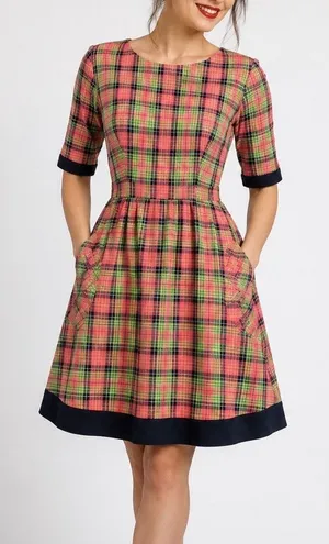 Retrolicious Orange Plaid Fit Flare Dress Small Pinup Retro Mod Rockabilly thumbnail 1