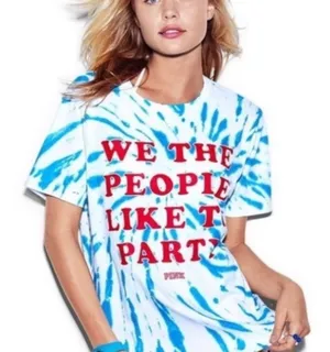 Pink Victoria’s Secret We The People Like To Party reworked tie dye t-shirt, S thumbnail 1