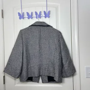 Jones New York women’s black white striped single button‎ lined wool blend coat thumbnail 6