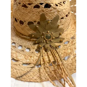 Peter Grimm Straw Western Cowboy Hat - NWOT Open Weave Floral Sun Hat O/S thumbnail 3