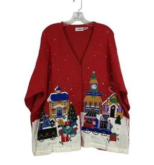 V J Women's North Pole Christmas Sweater thumbnail 1