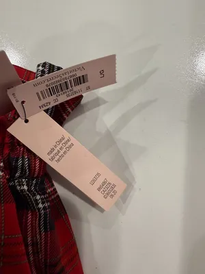 Victoria's Secret Red Plaid Slippers w/Bag Brand New NWT Size L thumbnail 5