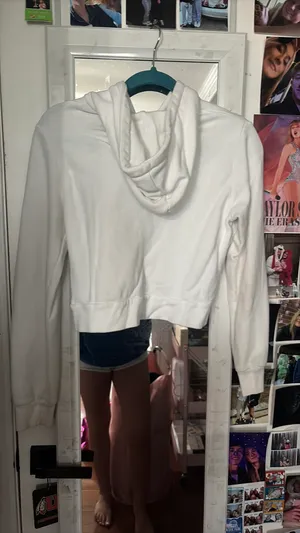 White Brandy Melville Crop Zip-Up Hoodie thumbnail 2