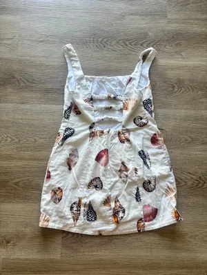 SHOW ME YOUR MUMU Steph Mini Dress White Shell Print Linen Size S Resort Wear thumbnail 11