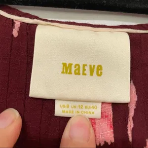 Anthropologie Maeve Burgundy Floral Swing Blouse Womens 8 Sleeveless Boho Beachy thumbnail 4