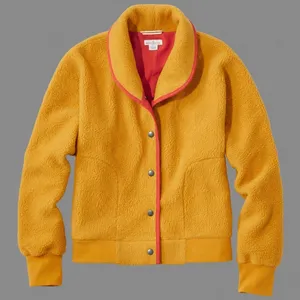 LL Bean Signature Women's XL Valley Fleece Cardigan Shawl Collar Mustard Yellow thumbnail 1