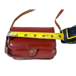Handmade Reddish Brown Leather Mirrored Compact Crossbody Purse thumbnail 6
