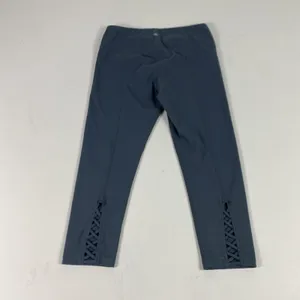 Yogalicious Leggings Womens Medium Blue Cropped Lattice Ankle Yoga Pants‎ Gym thumbnail 3