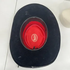Bailey 7 1/8 Cowboy Hat U-Rollit Feather Trim Vintage Western Black Burgundy thumbnail 10