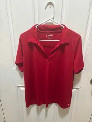 IZOD Golf Women's Short Sleeve Performance Polo Shirt Red XXL thumbnail 2