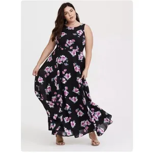 Torrid Black Pink Floral Georgette Sleeveless‎ Maxi Dress Size 16 thumbnail 3