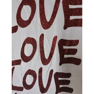 light pink Victoria's Secret graphic t red glitter "LOVE" on back V Neck L thumbnail 6