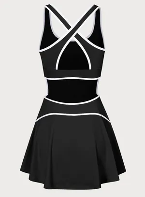 Berlook Black Contrast Cutout Tennis Dress thumbnail 8