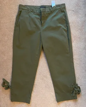 Banana Republic Olive Green Petite Cropped Pants 12P thumbnail 1
