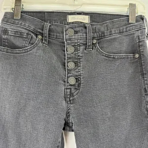 Madewell Women's Black 9" Mid-Rise Skinny Raw Hem Jeans Size 27 thumbnail 2