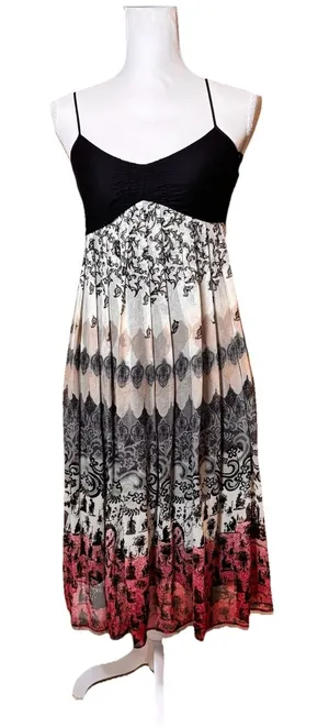 Laundry by Shelli‎ Segal Silk Blend Midi Dress Size 6 Black Empire Waist thumbnail 1