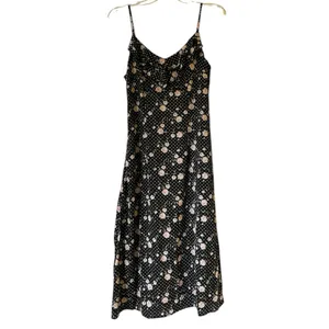 NWT Commense Floral Midi Dress Ruffle Sweetheart Neckline Spaghetti Straps New!! thumbnail 2